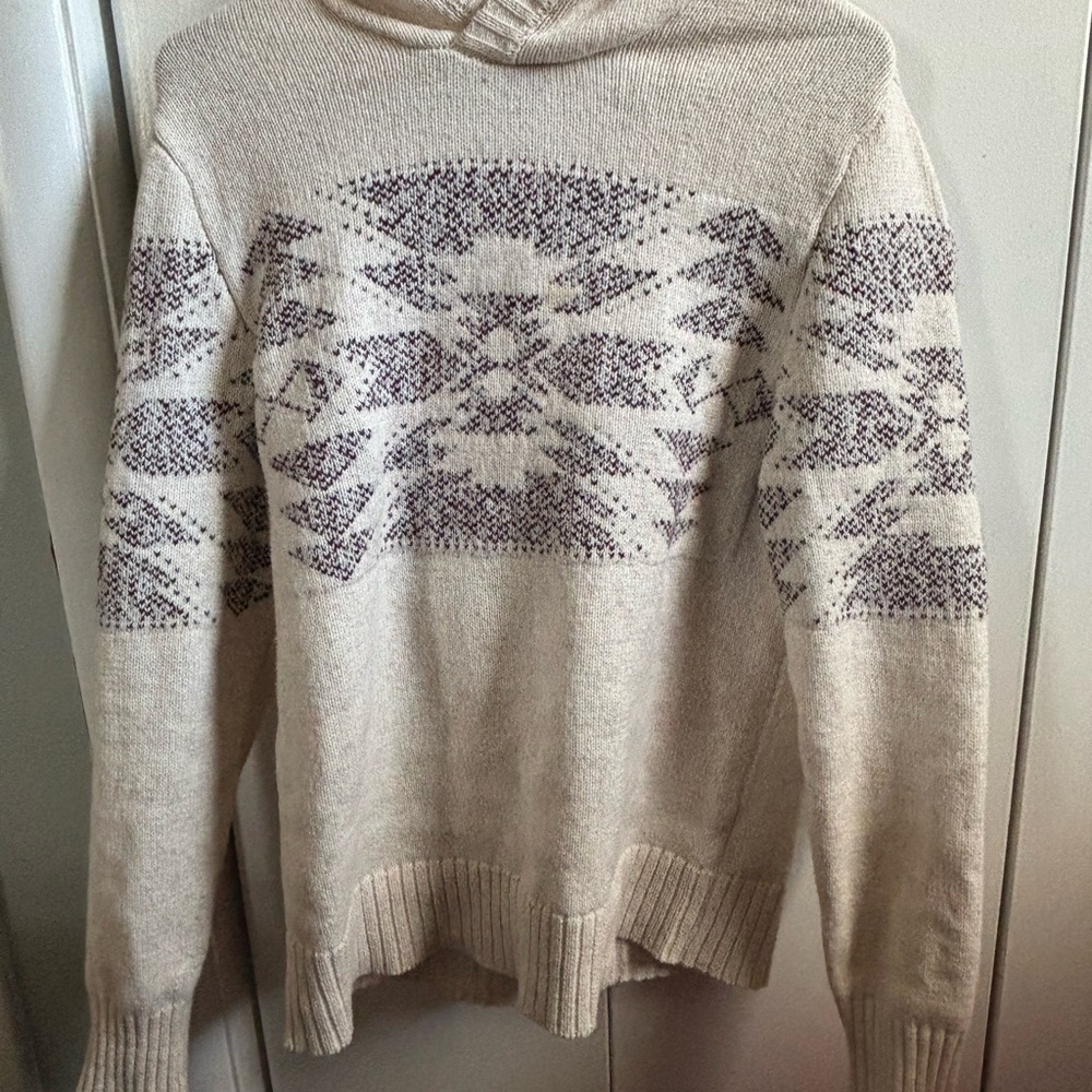 Men's Cream and Purple Patterned knit Sweater